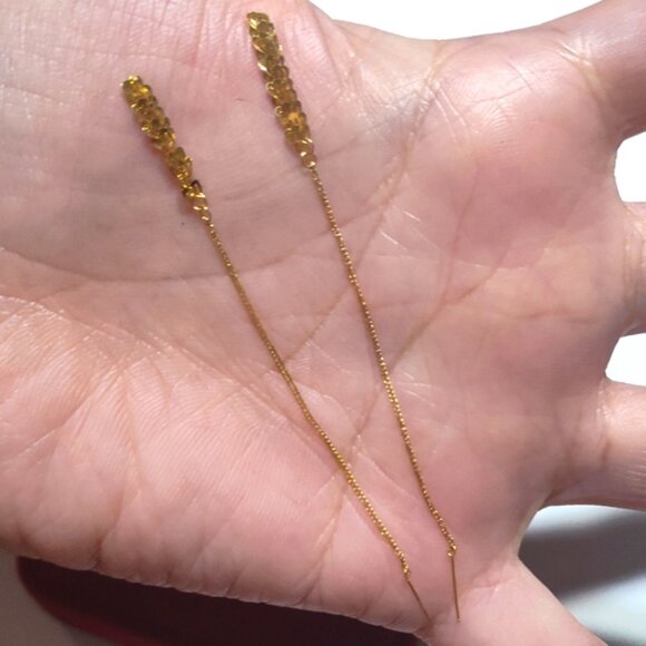 18k Saudi Real Gold  Tictac Dangling Earrings - Picture 4 of 7